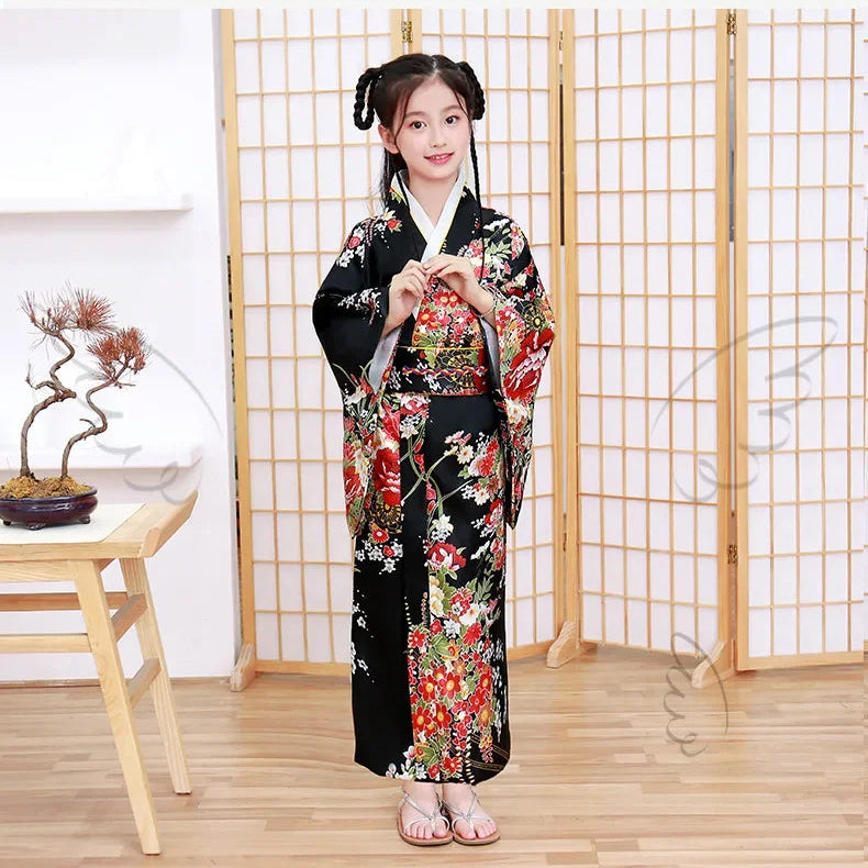 Kimono Tendance Nationale Rétro pour Enfant, Peignoir de Style Japonais, Robe de Spectacle de Princesse, Nministériels d de Tempérament
