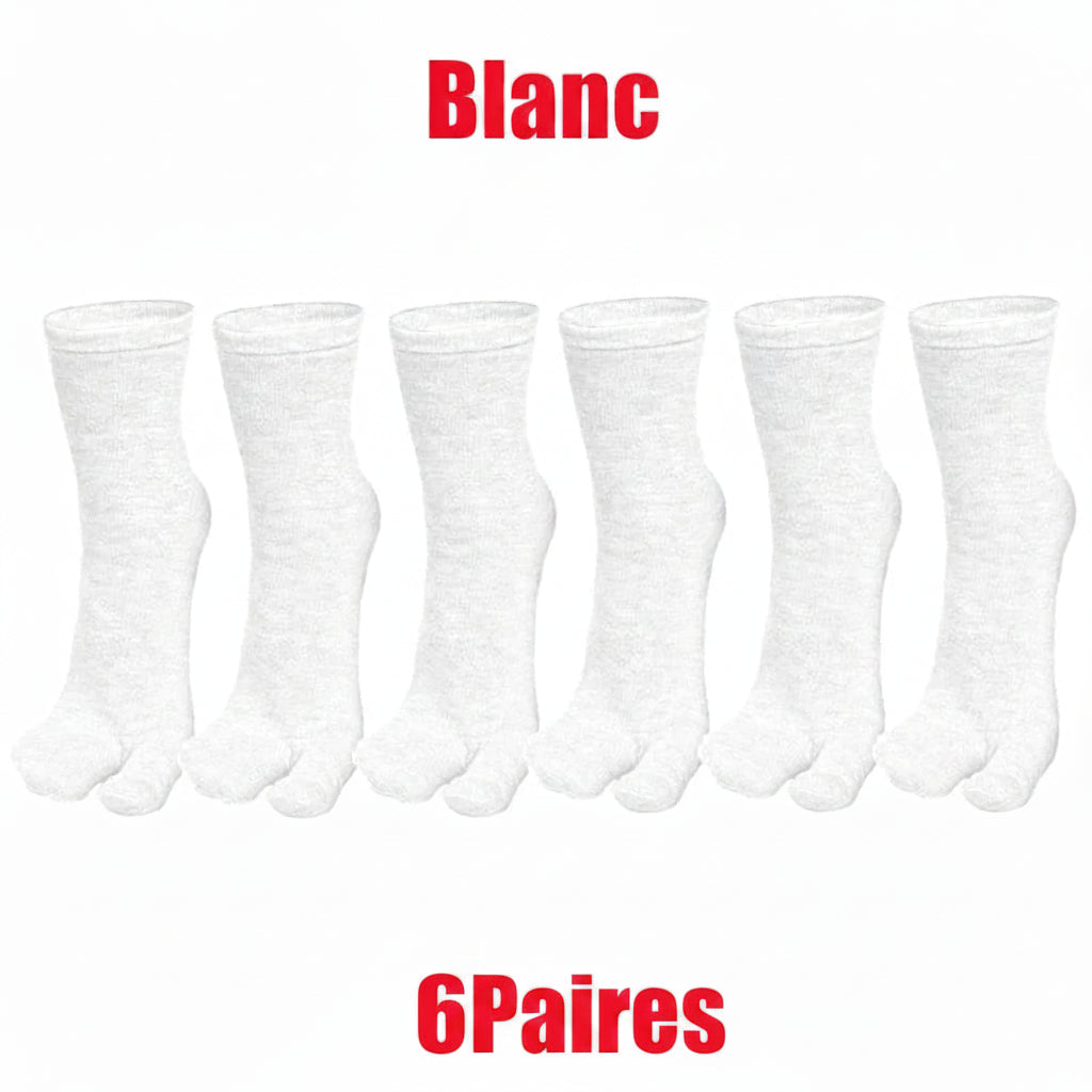 3/6 paires de chaussettes Tabi pour hommes et femmes, style japonais tendance, en coton uni, chaussettes à deux doigts, chaussettes à bout fendu pour kimono, tongs et sandales