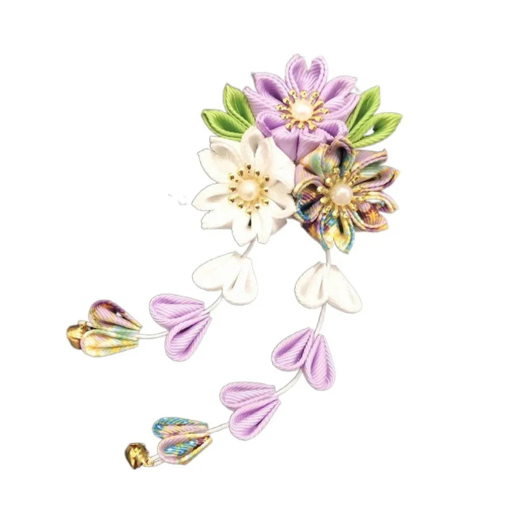Pinces à cheveux en tissu faites à la main pour femmes et filles, épingle à cheveux, barrettes, kimono japonais, vêtements de sauna, pompon de fleurs, accessoires