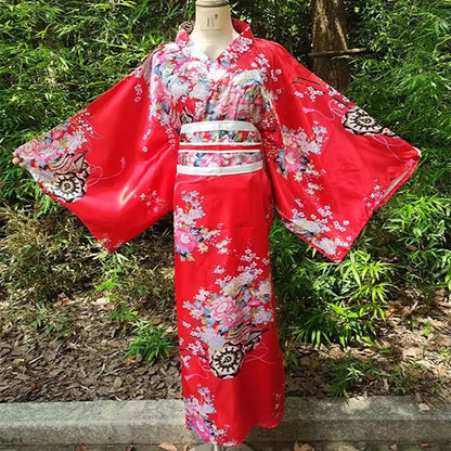 Costume de Cosplay Kimono japonais traditionnel, robe Kimono de Style japonais imprimé Floral Sakura pour fille, élégance asiatique