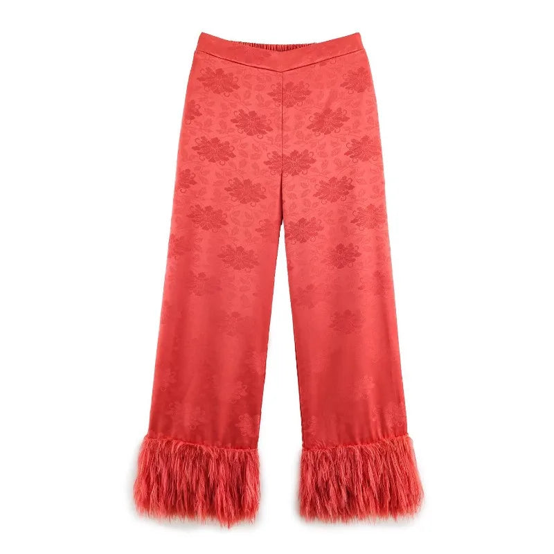 Ensemble 3 Pièces Chic : Kimono, Cardigan Jacquard & Pantalon