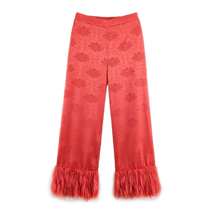 Ensemble 3 Pièces Chic : Kimono, Cardigan Jacquard & Pantalon