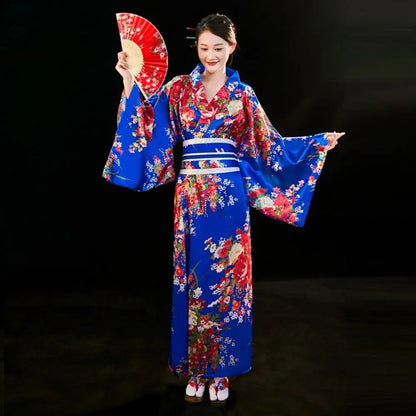 Costume de Cosplay Kimono japonais traditionnel, robe Kimono de Style japonais imprimé Floral Sakura pour fille, élégance asiatique