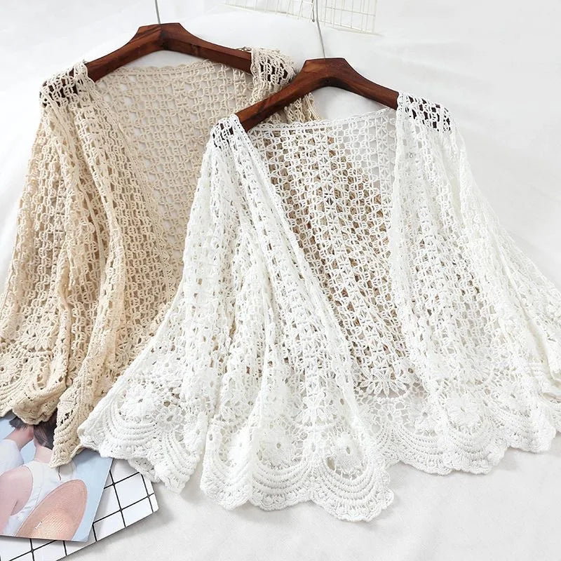 Kimono Cardigan Bohème Dentelle Crochetée