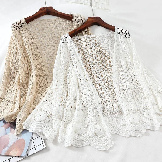 Kimono Cardigan Bohème Dentelle Crochetée