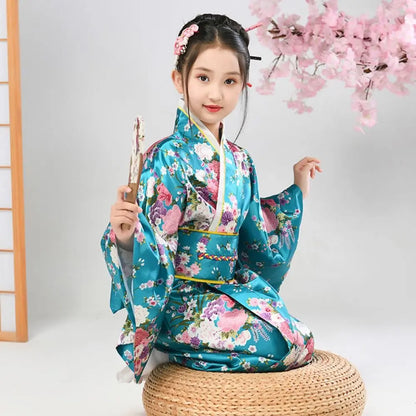 Kimono traditionnel japonais imprimé floral pour enfants, élégance de style japonais, robe kimono Sakura pour fille, nouvelle collection asiatique