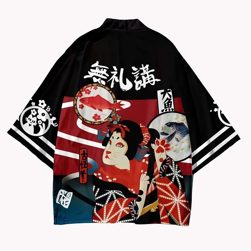 Kimono traditionnel japonais pour femmes, vêtements asiatiques, Cardigan de Cosplay à la mode pour hommes et femmes, plage en plein air, tendance Haori Yukata
