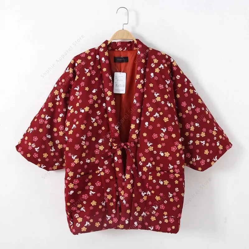 Hanten – vestes pour femmes, Kimono japonais, chaise longue, pyjama matelassé, manteau rembourré en coton Haori, vêtements asiatiques, automne et hiver
