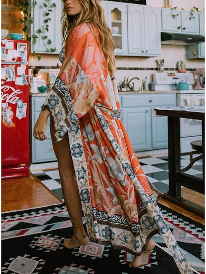 Kimono Long Bohème Rose : Chic & Léger