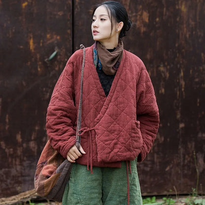 Veste Matelassée Vintage Coton Lin Femme