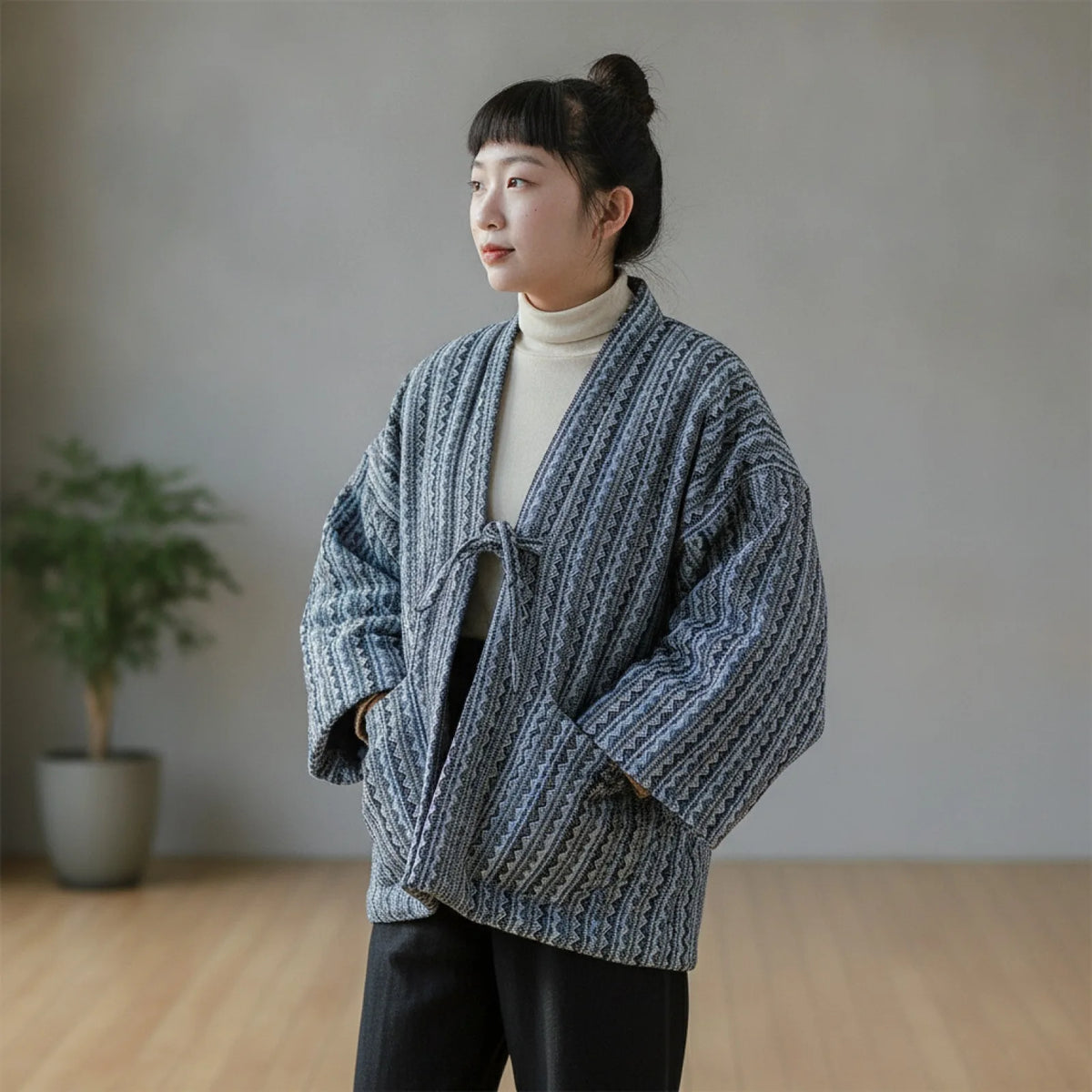 Manteau Haori Rétro Japonais en Coton
