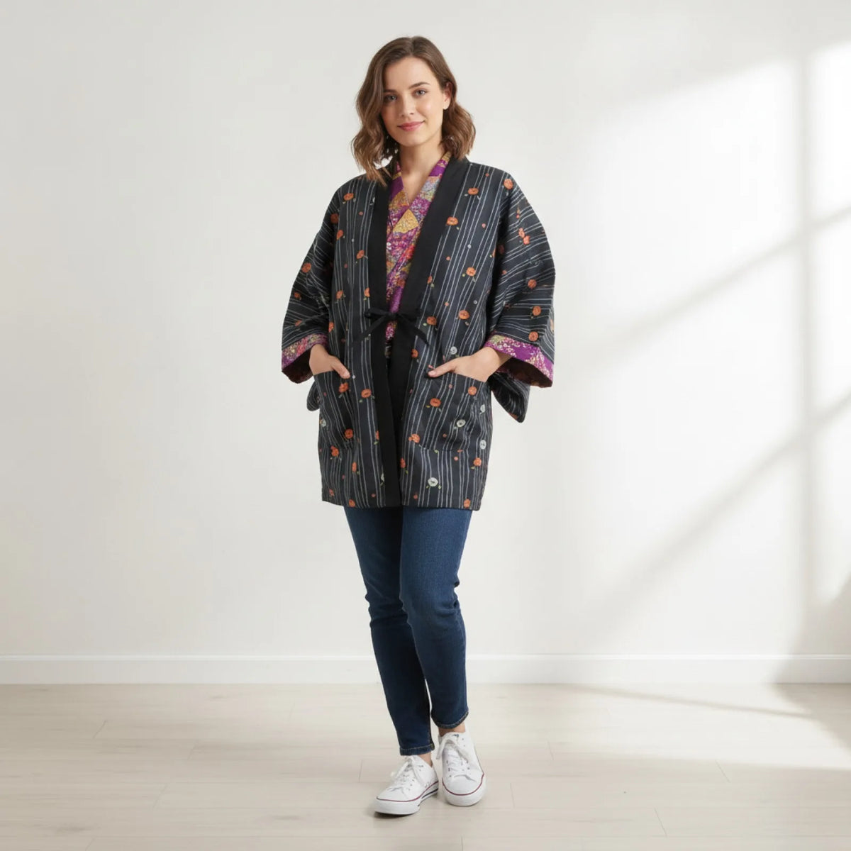 Kimono Japonais Réversible Femme Coton Doux