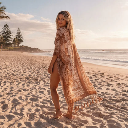 Kimono Bohème Peluche Brûlée Femme