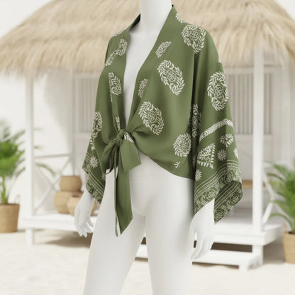 Kimono Bohème Fleuri Manches Chauve-Souris