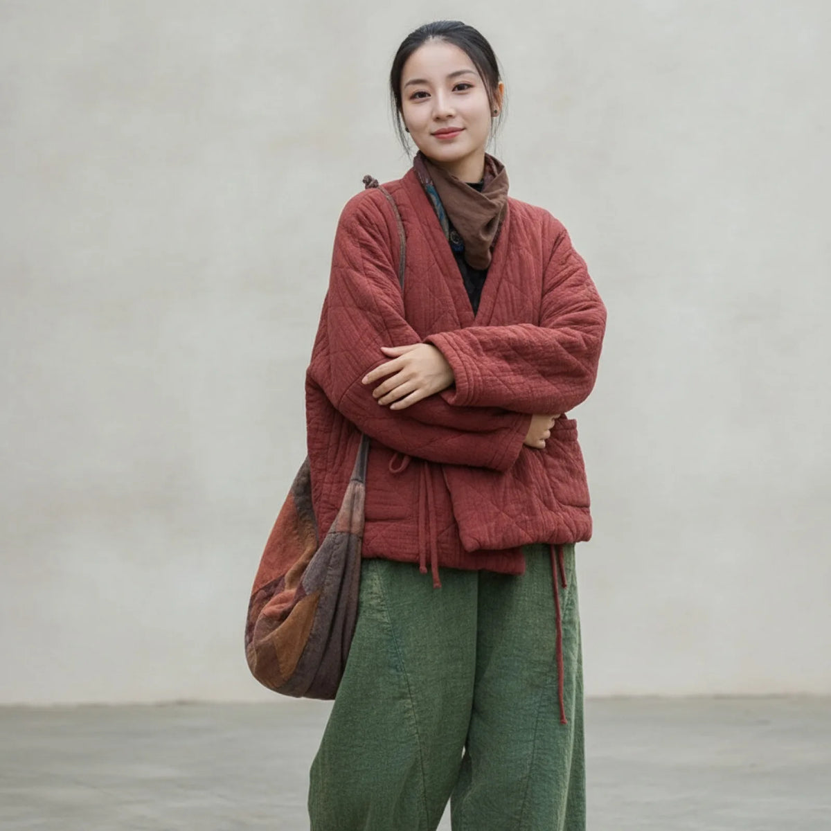 Veste Matelassée Vintage Coton Lin Femme