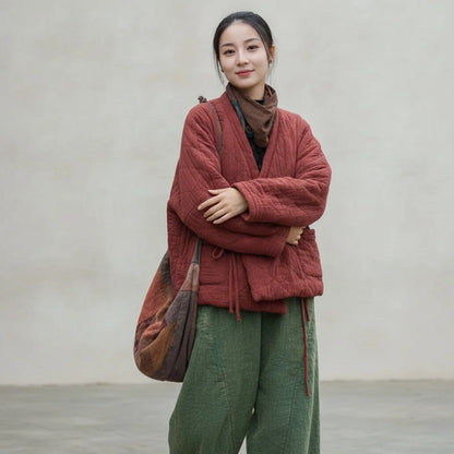 Veste Matelassée Vintage Coton Lin Femme