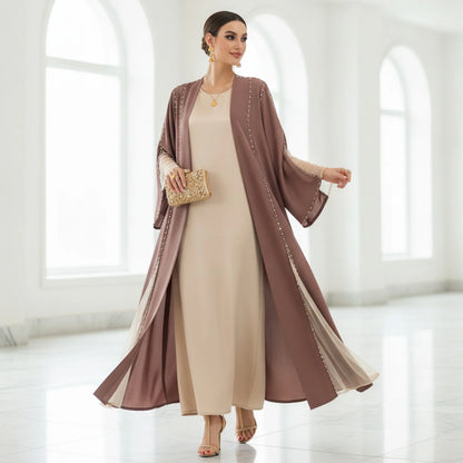 Abaya Kimono Cardigan Strass Coffee