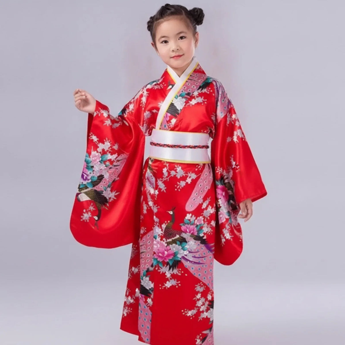 Robe Kimono Enfant Style Vintage Motif Paon