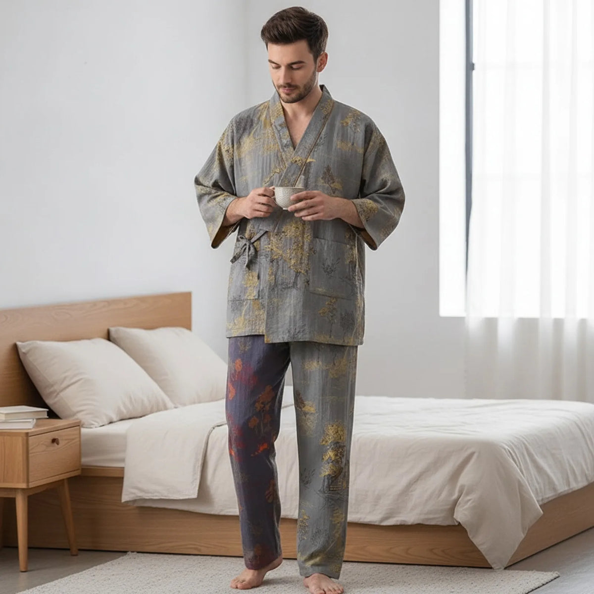 Ensemble Pyjama Kimono Homme Coton Douceur