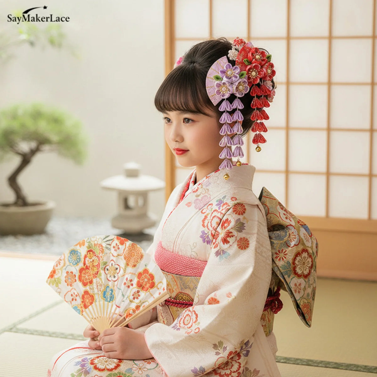 Ensemble Kimono Japonais Enfant Motif Floral
