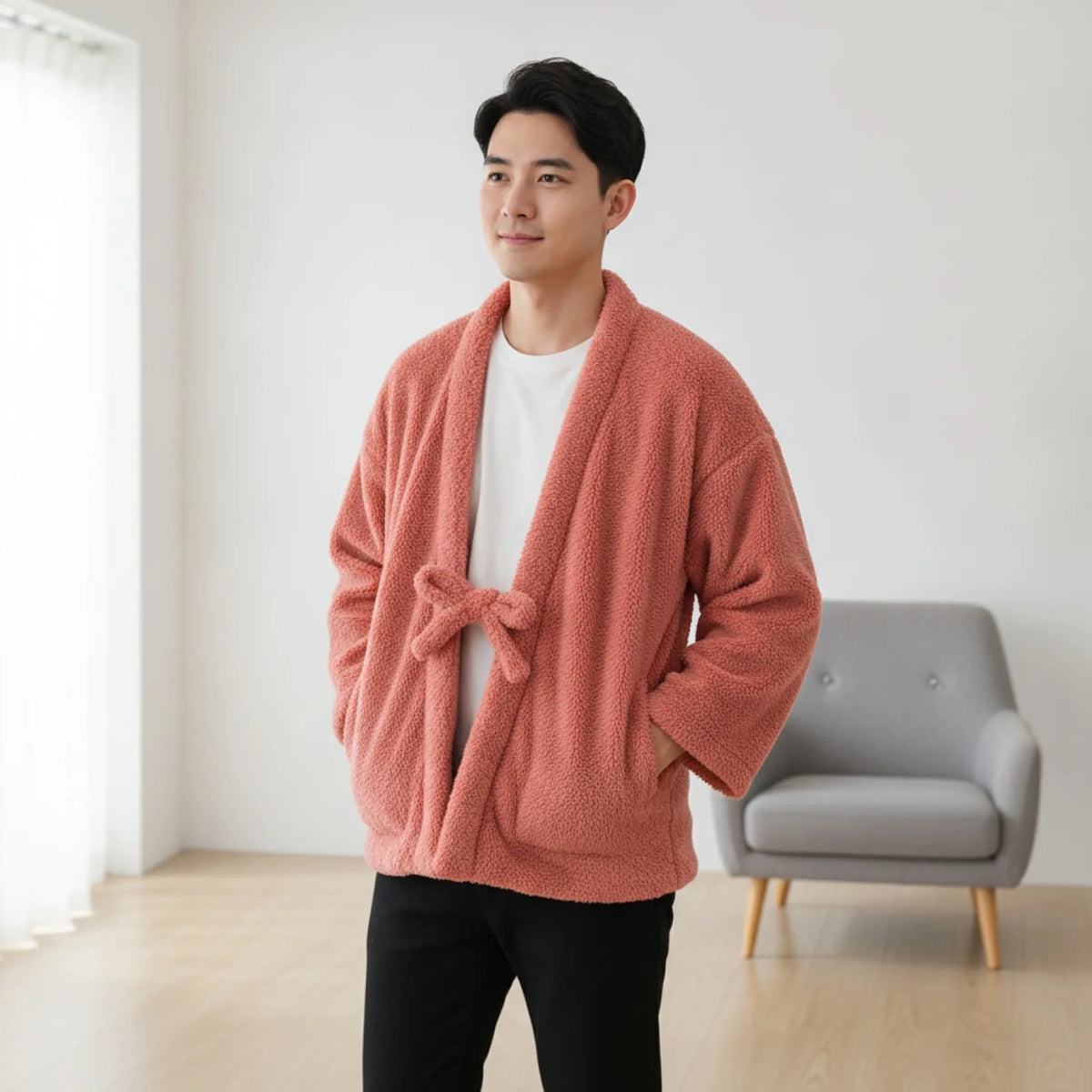 Veste Hanten Velours Corail - Style Japonais Authentique