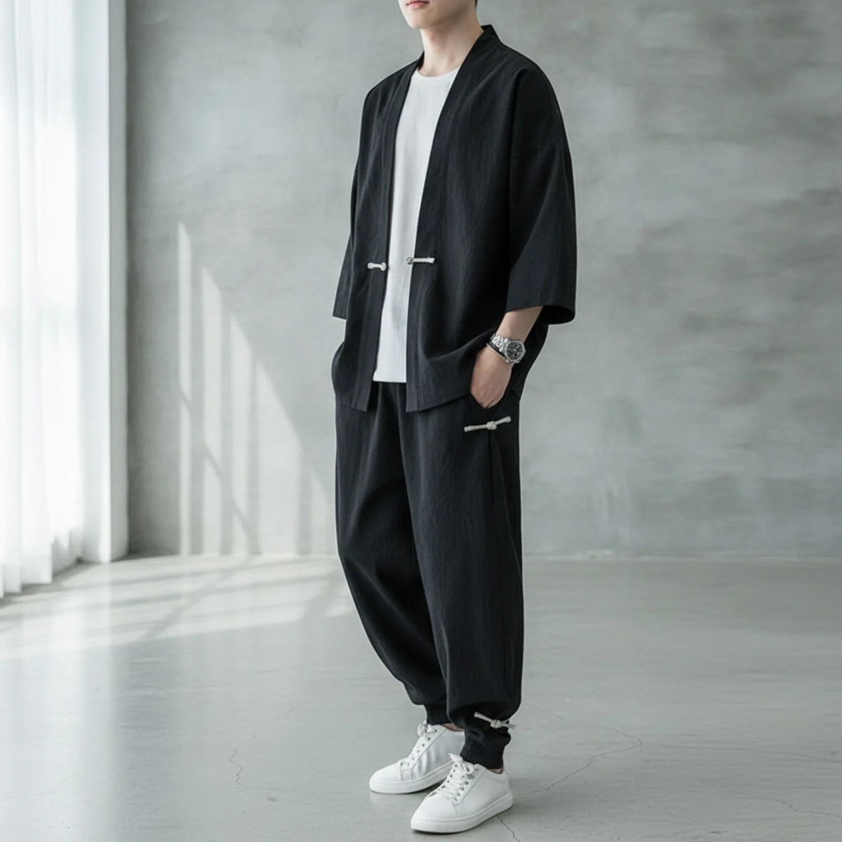 Kimono Haori Homme Rétro Style Tang