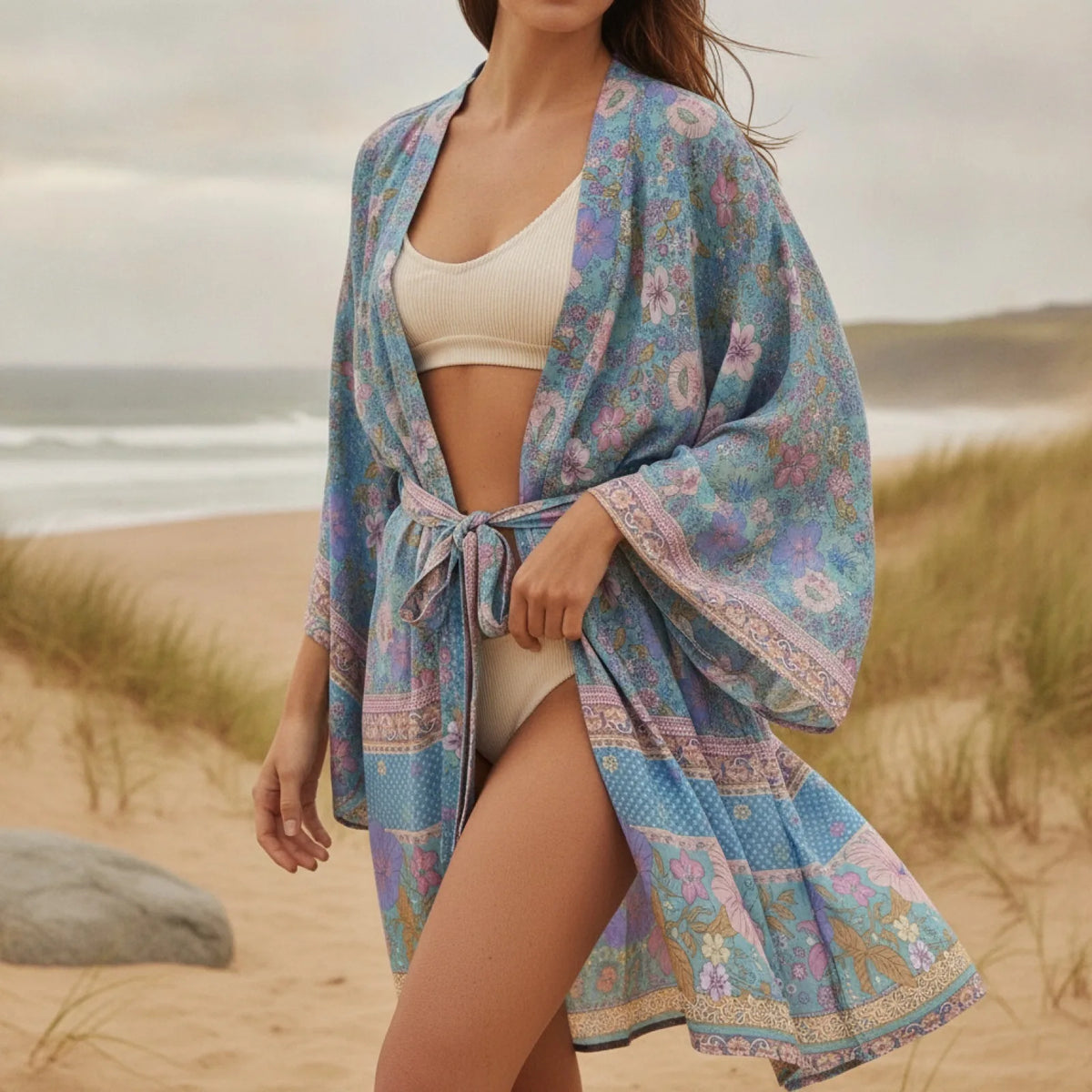 Kimono Bohème Fleuri : Chic & Léger