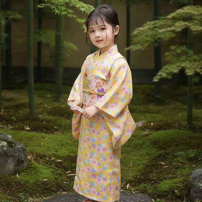 Robe Kimono Yukata Florale Rétro avec Obi
