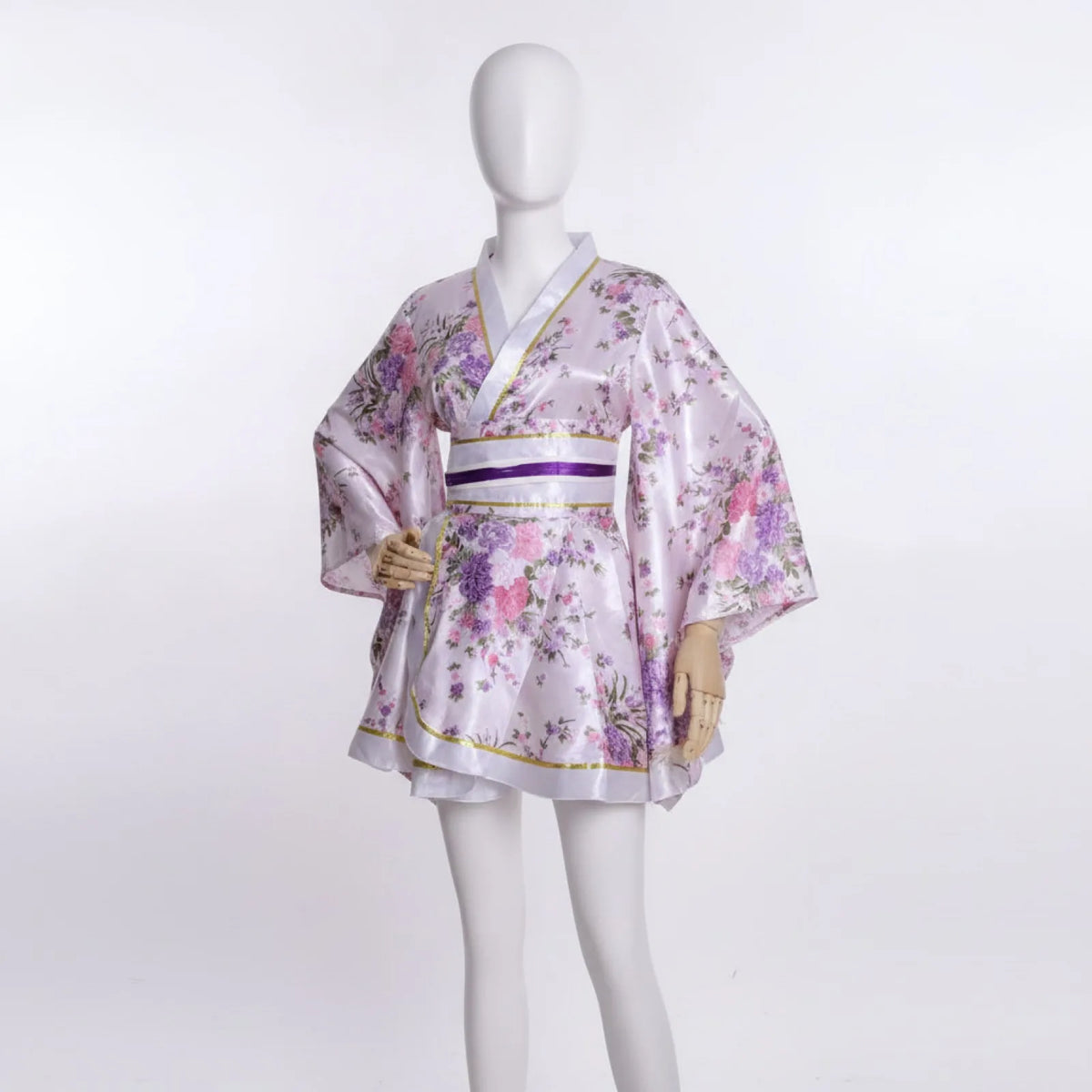 Kimono Court Japonais Imprimé Scène