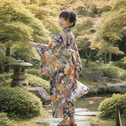 Robe d'été enfant Kimono fleurs de cerisier
