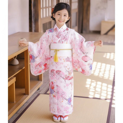 Kimono Yukata Enfant Imprimé Floral Japonais