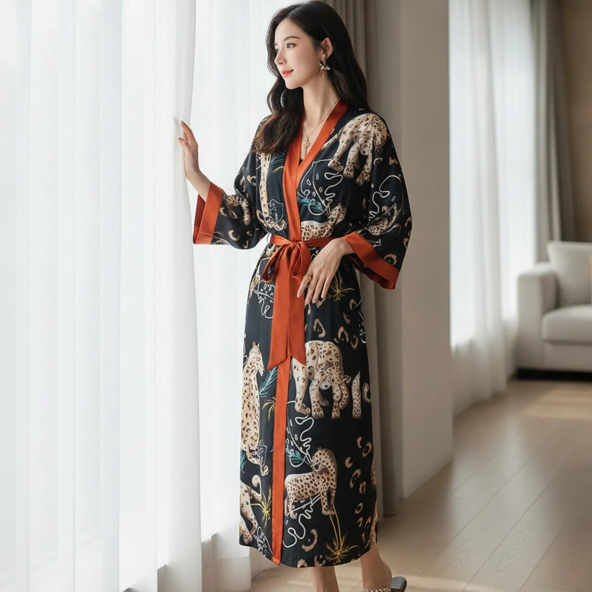 Robe Kimono Longue Soie Satinée Daiwor Kout