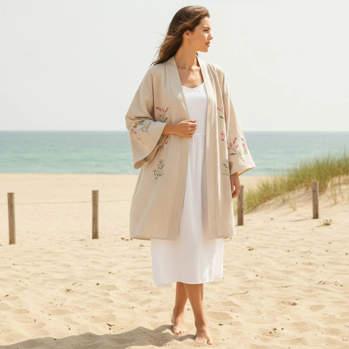 Robe Kimono Bohème Fleurie & Abeilles
