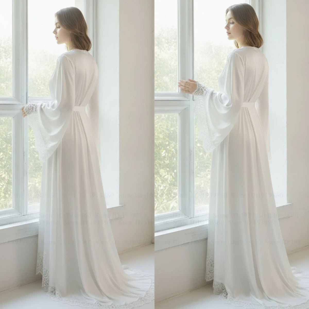 Robe Kimono Longue Soie Glacée & Dentelle
