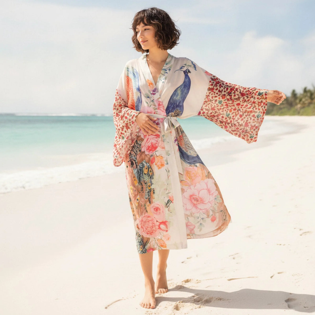Kimono Plage Paon Bohème Chic