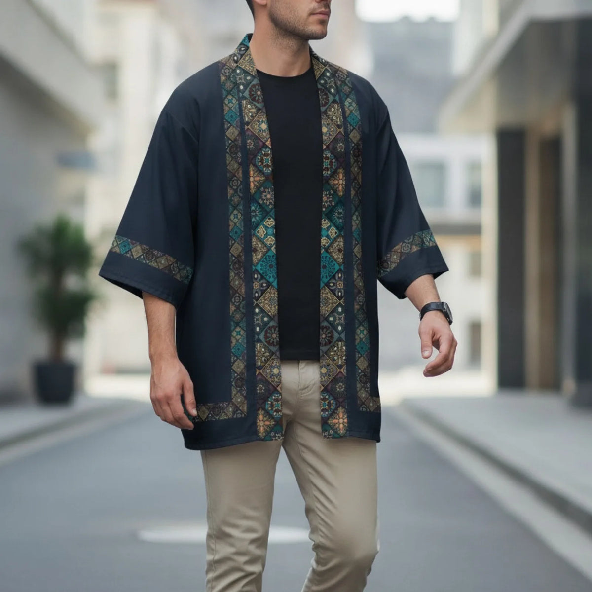 Kimono Vintage Asiatique Imprimé Traditionnel