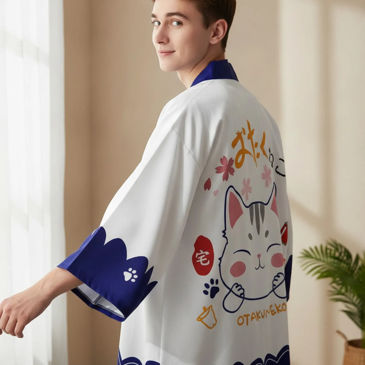 Cardigan Kimono Été Chat Chanceux Style Japonais