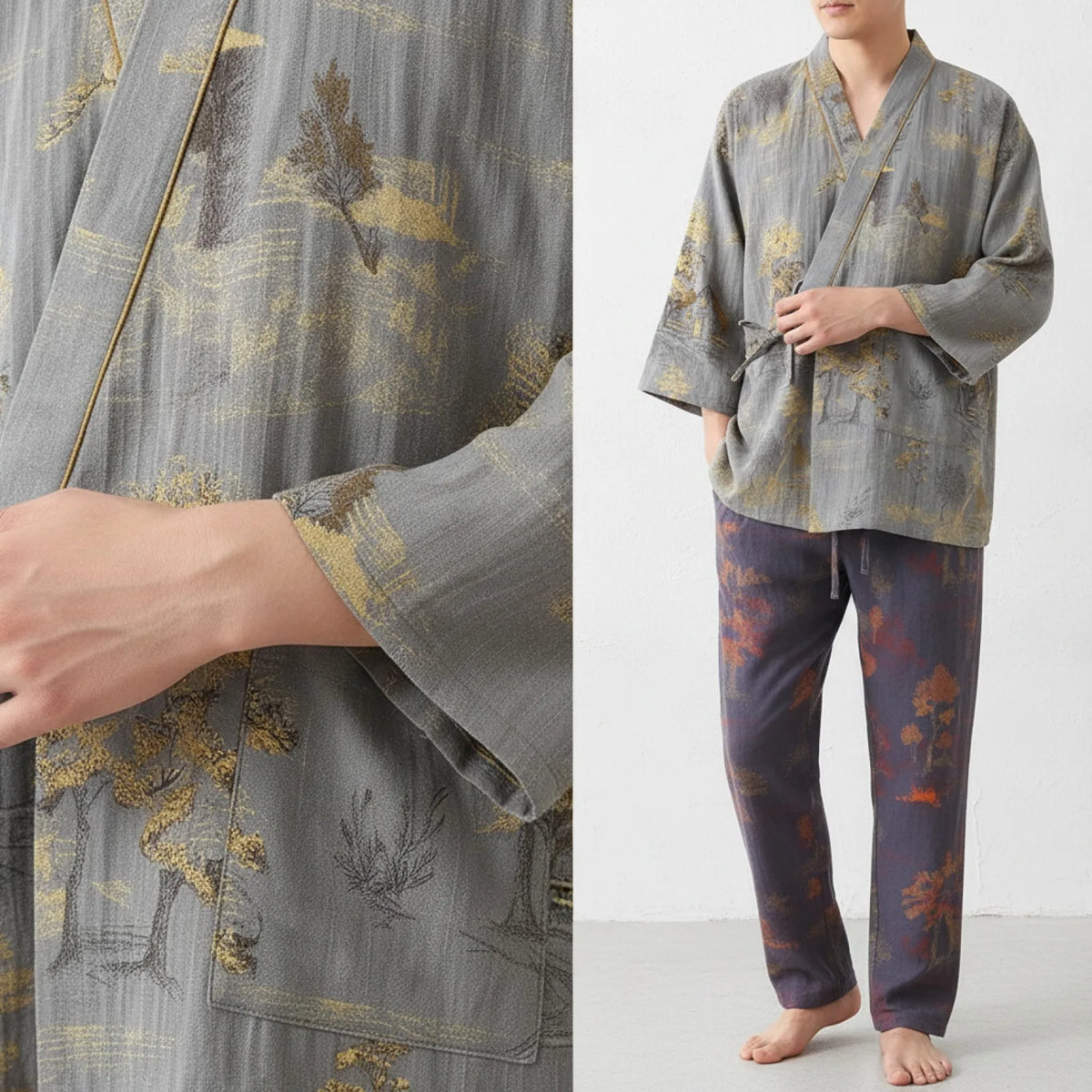 Ensemble Pyjama Kimono Homme Coton Douceur