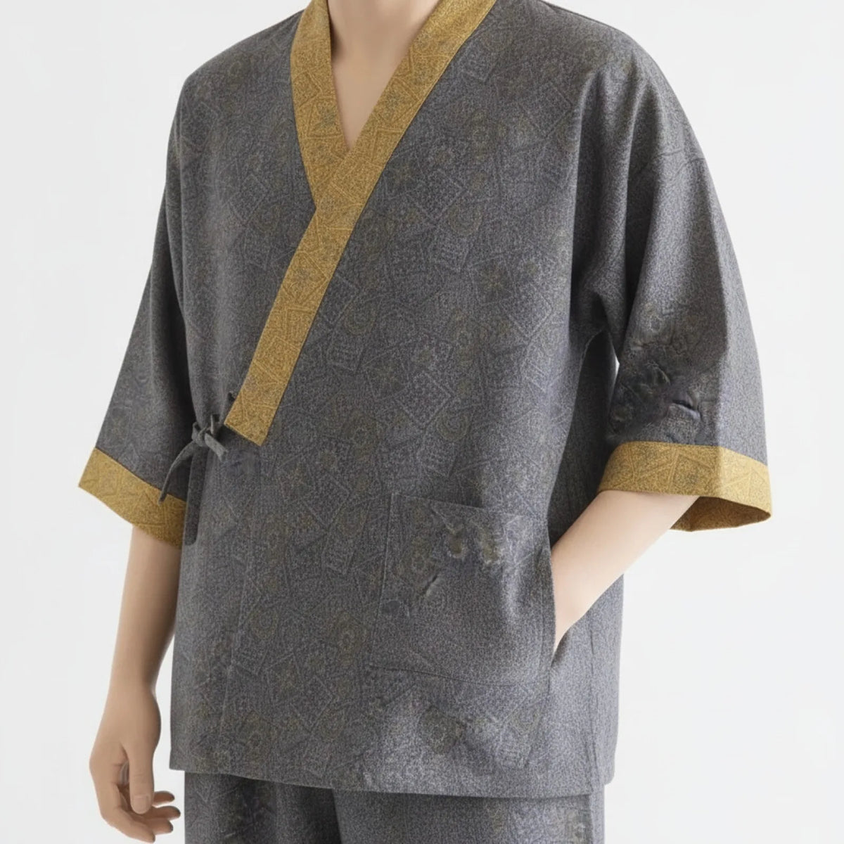 Pyjama Homme Kimono Coton Imprimé Rétro