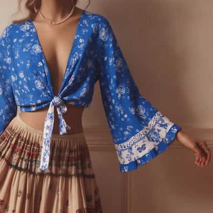 Kimono Bohème Chic Court - Style Estival & Volants