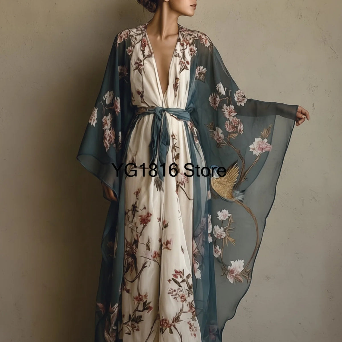 Robe Kimono Orientale Fleur & Grue Y2K