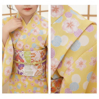 Robe Kimono Yukata Florale Rétro avec Obi