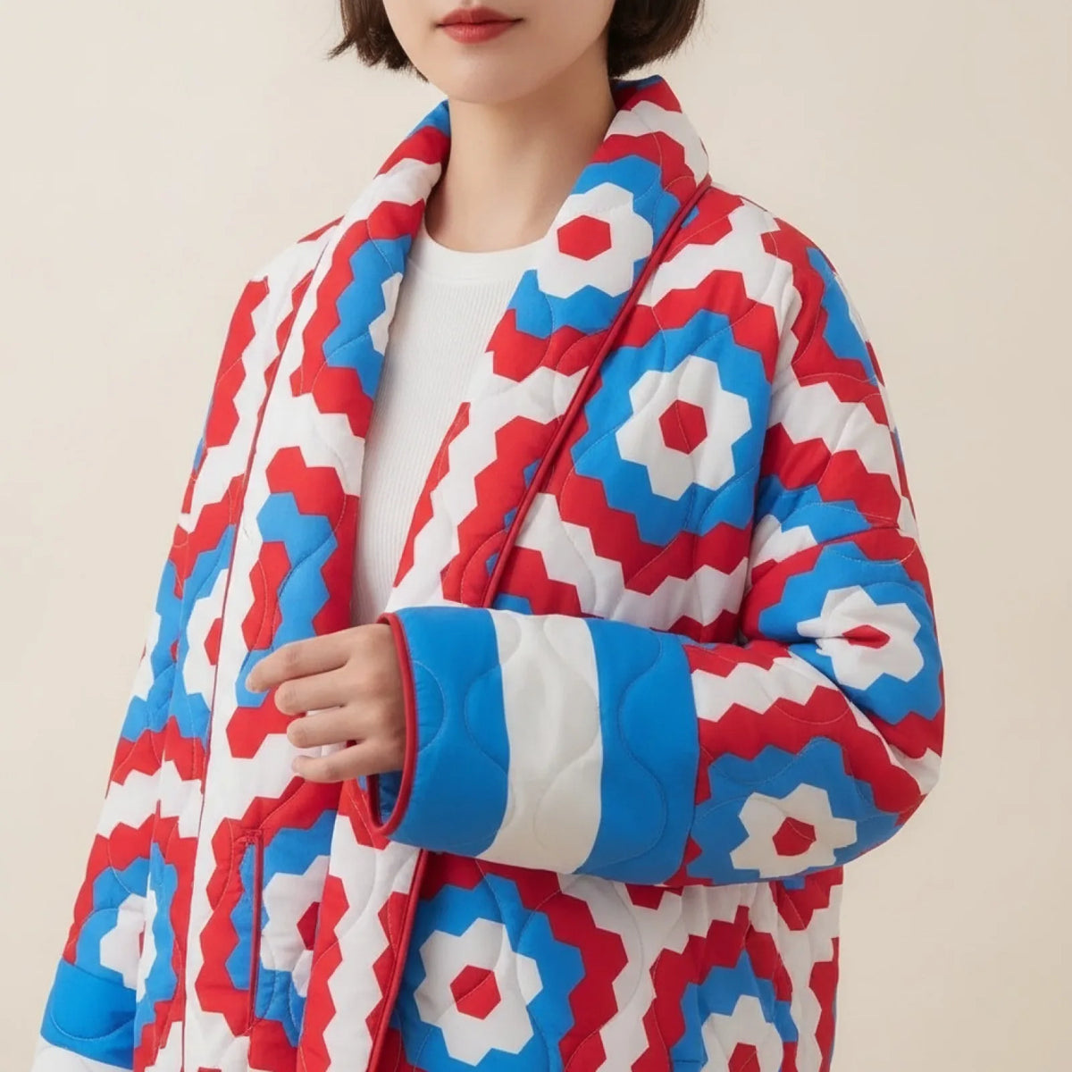 Veste Kimono Matelassée Imprimée Femme