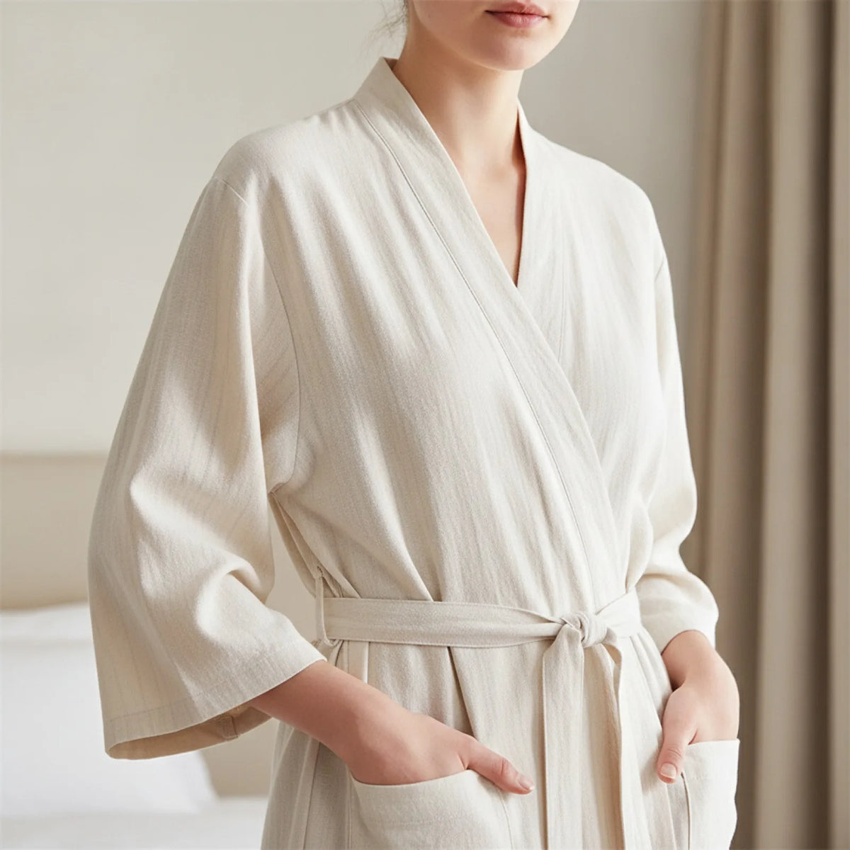 Peignoir Kimono Coton Lin Unisexe