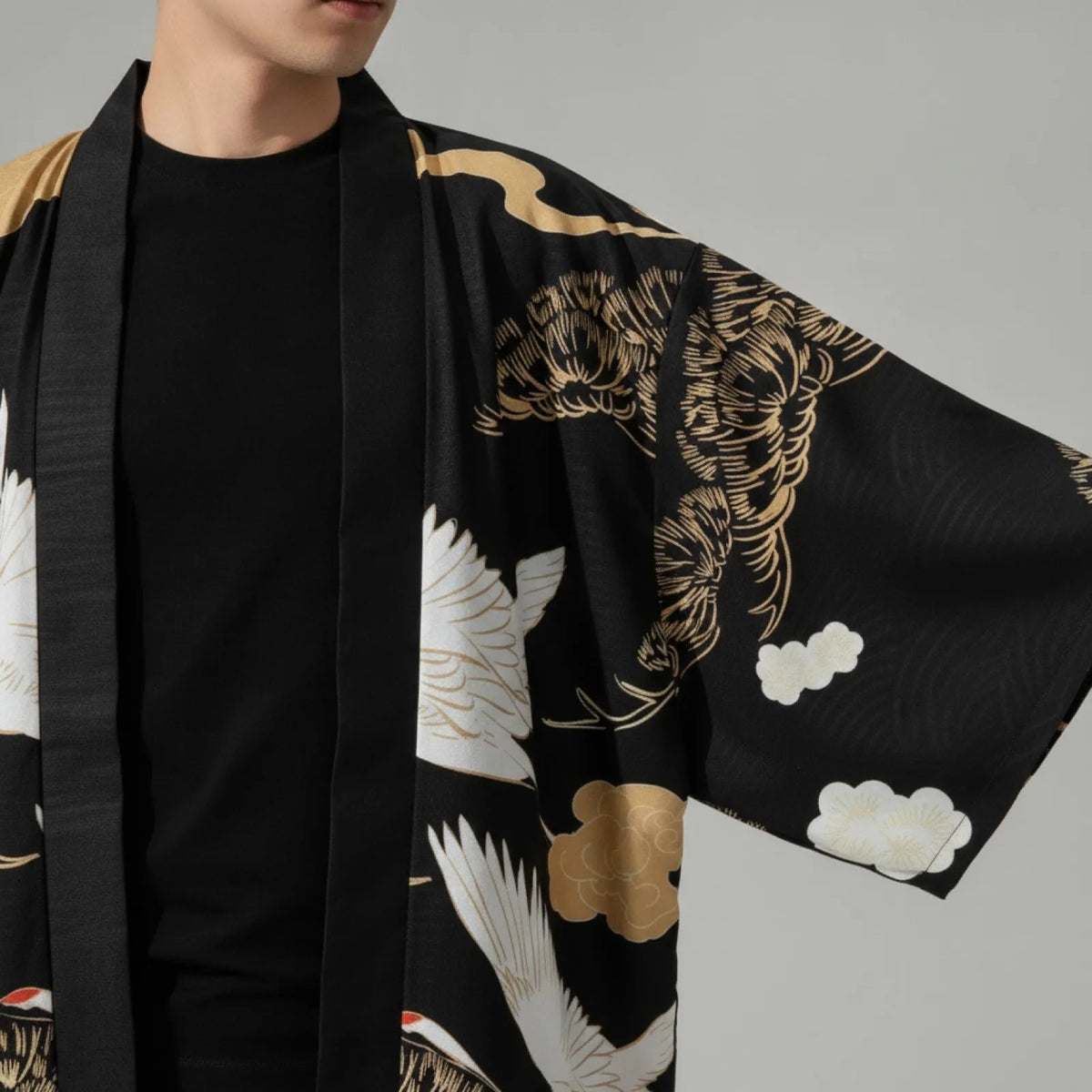 Kimono Cardigan Grue Unisexe Style Japonais
