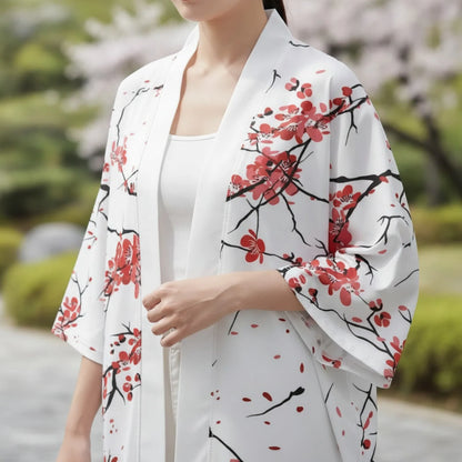Kimono Fleur de Prunier Harajuku Unisexe
