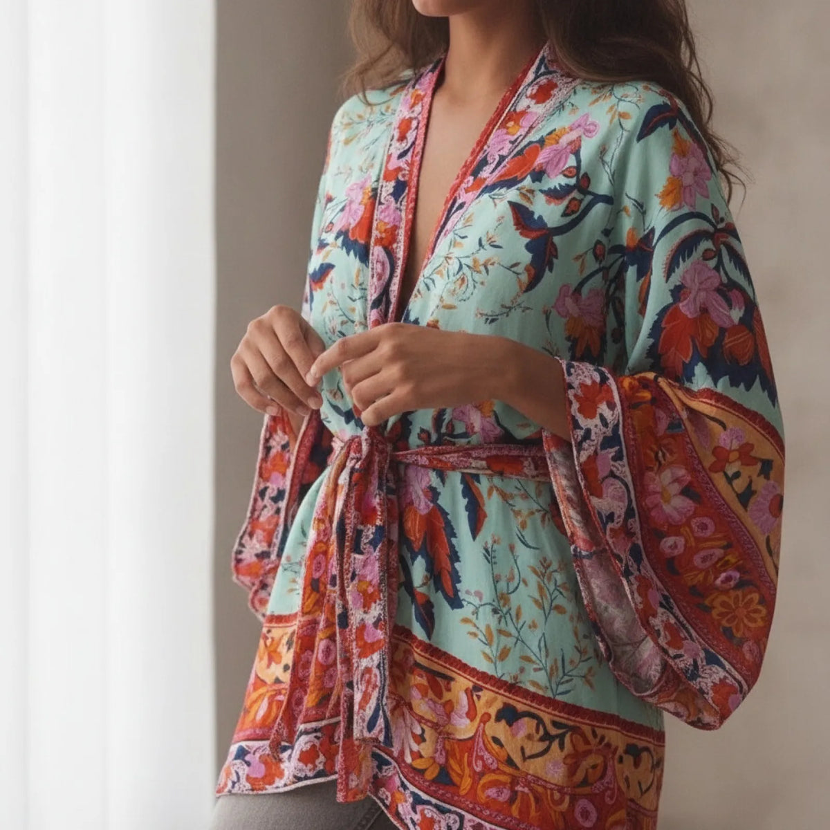 Kimono Bohème Fleuri Court