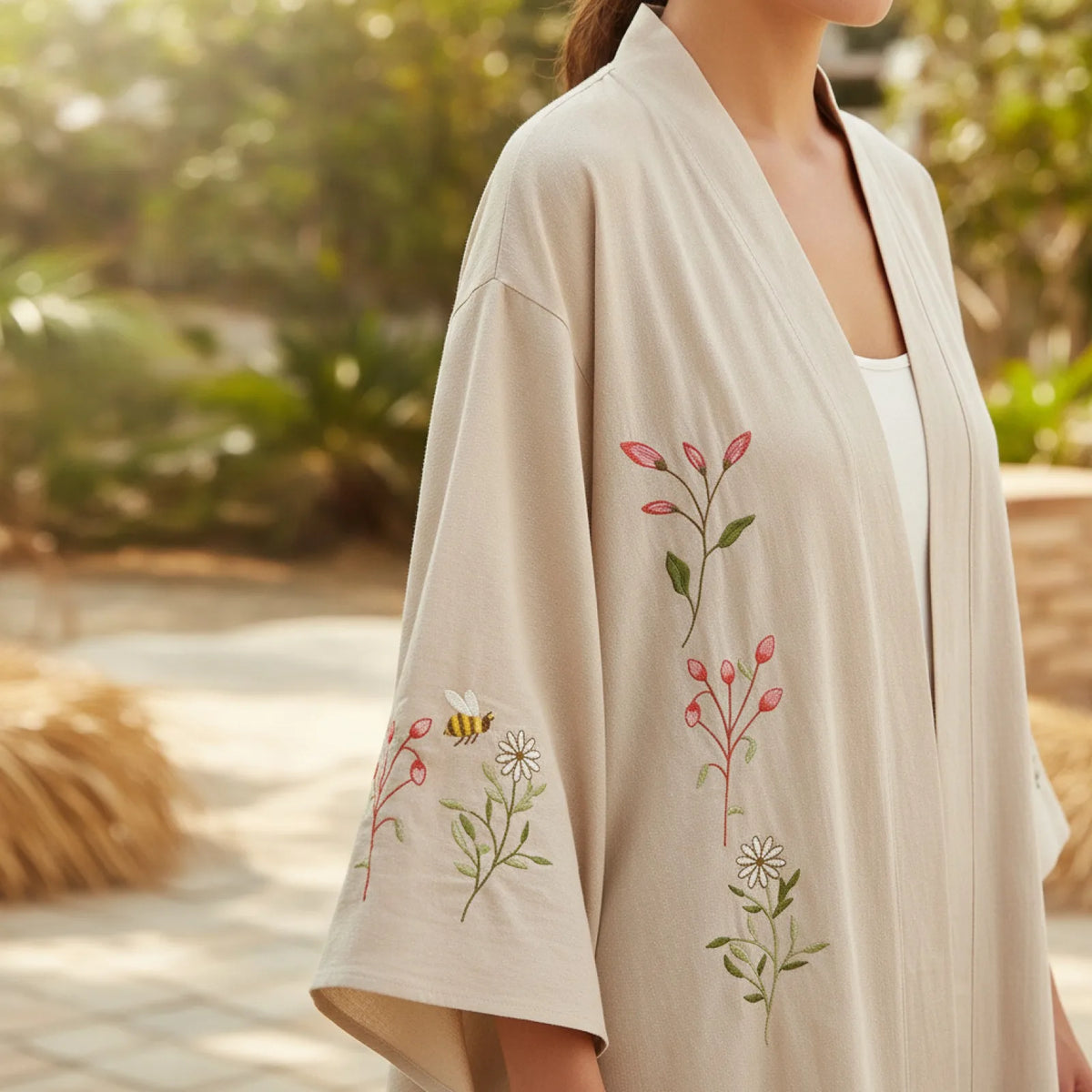 Robe Kimono Bohème Fleurie & Abeilles
