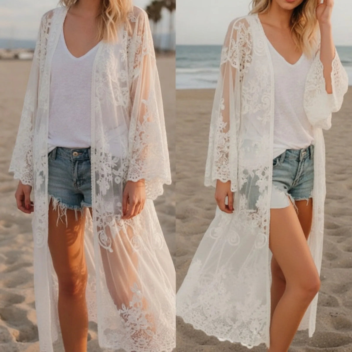 Kimono Bohème Mousseline & Dentelle
