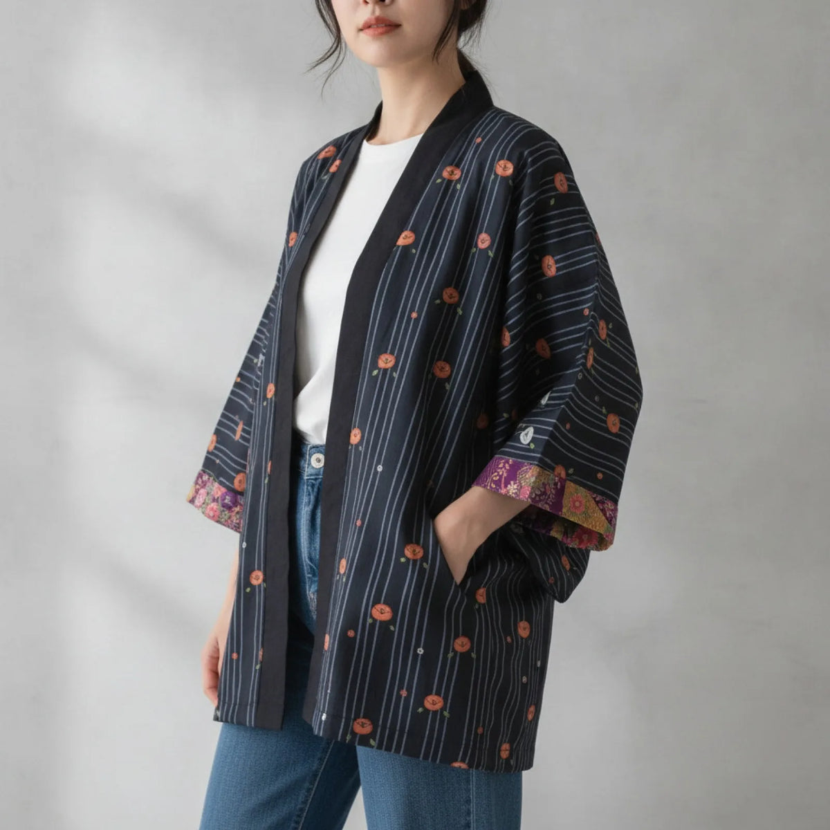 Kimono Japonais Réversible Femme Coton Doux